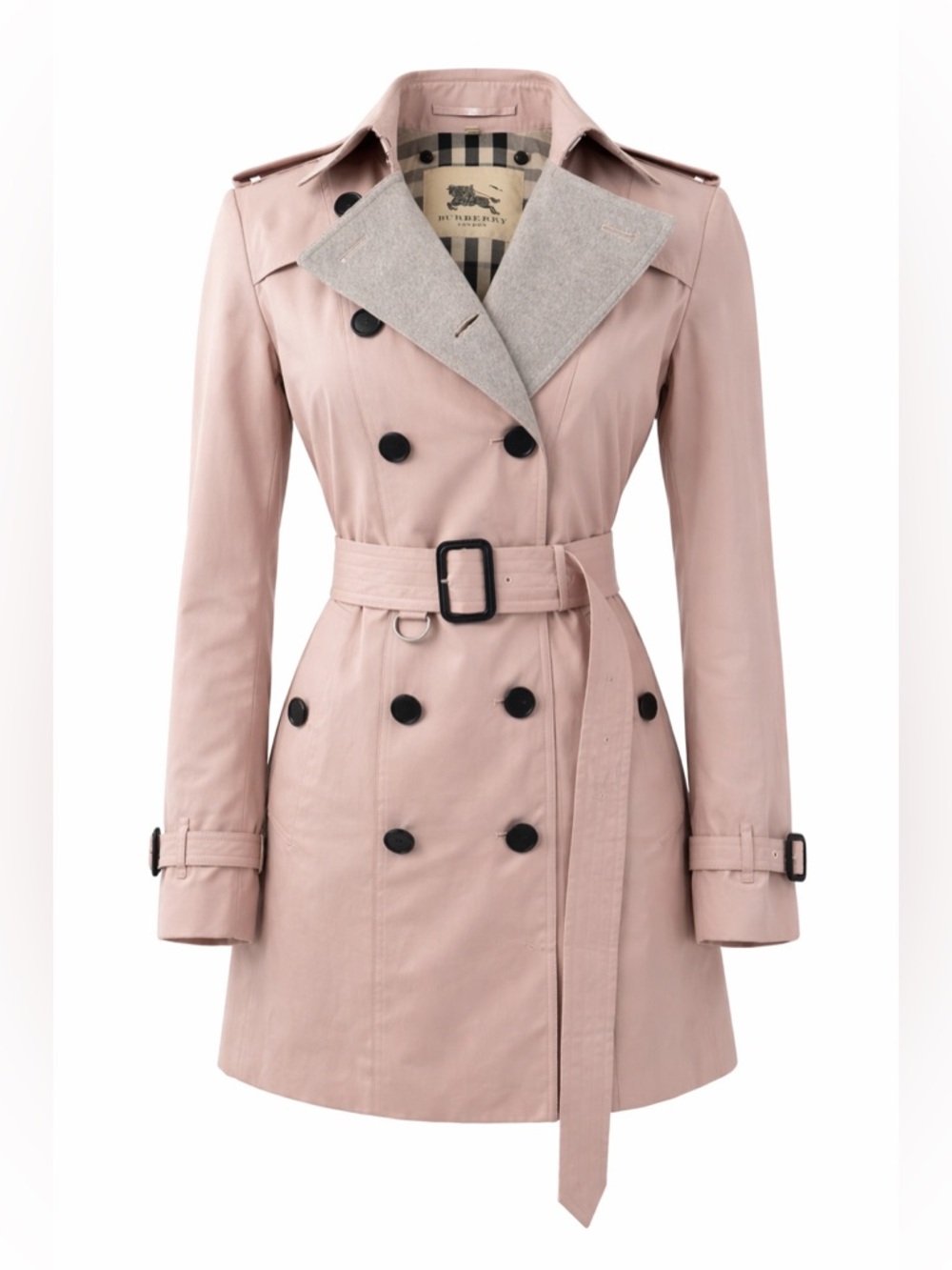 BURBERRY LONDON | Pink Heritage Trench Coat Belted Wool Cashmere Liner US 8